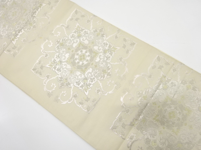JAPANESE KIMONO / ANTIQUE FUKURO OBI / SILK / WOVEN FLOWER CREST